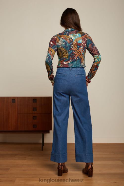 Frauen Bluse Nachtigall King Louie Blau Bekleidung LP84R114