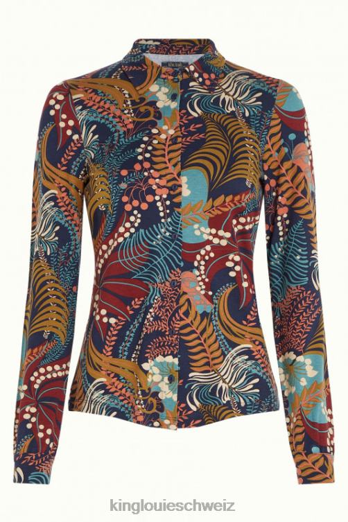 Frauen Bluse Nachtigall King Louie Blau Bekleidung LP84R114
