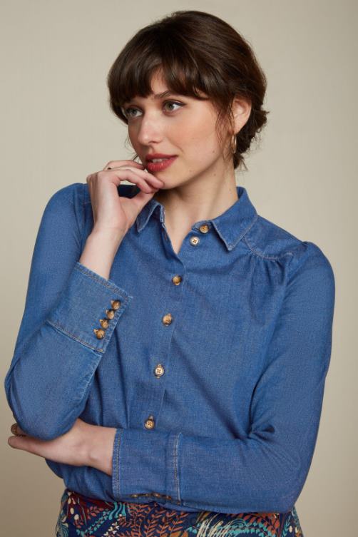 Frauen Carina Bluse Chambray King Louie Denim Blue Bekleidung LP84R127