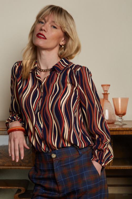 Frauen Carina Bluse Merrill King Louie Blau Bekleidung LP84R118