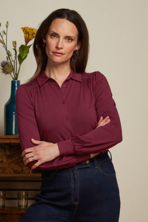 Frauen carina bluse ecovero licht King Louie Cabernet-Rot Bekleidung LP84R135