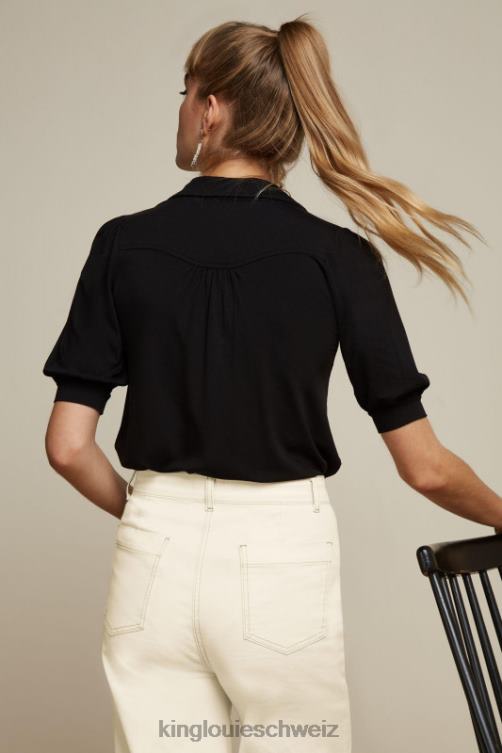 Frauen carina bluse ecovero licht King Louie Schwarz Bekleidung LP84R136