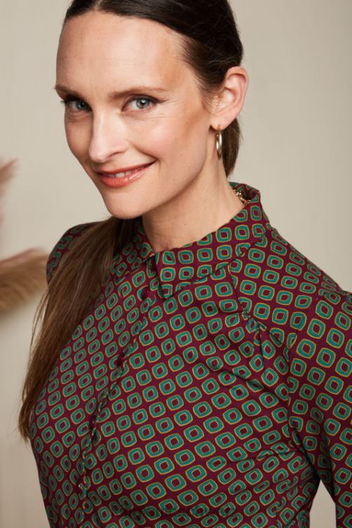 Frauen carina bluse staubig King Louie Cabernet-Rot Bekleidung LP84R124