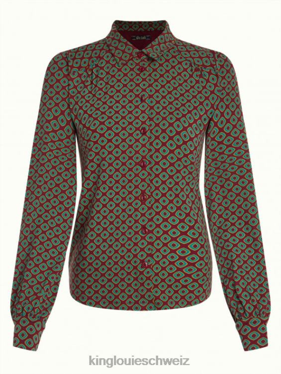 Frauen carina bluse staubig King Louie Cabernet-Rot Bekleidung LP84R124