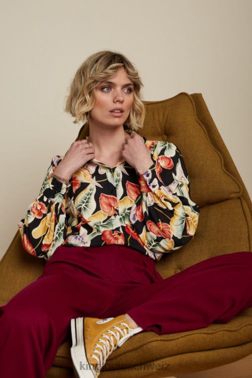 Frauen marisa bluse marmora King Louie Schwarz Bekleidung LP84R129