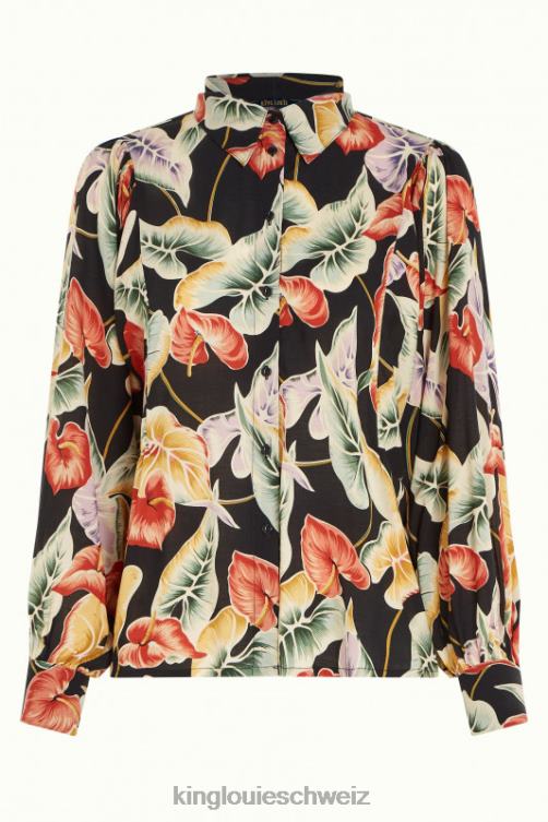 Frauen marisa bluse marmora King Louie Schwarz Bekleidung LP84R129