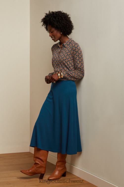 Frauen Juno-Rock aus Milano-Krepp King Louie Teichblau Bekleidung LP84R164