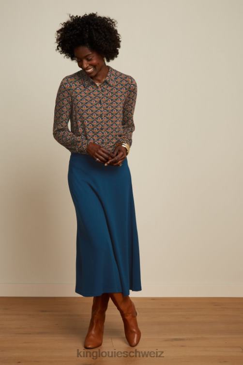 Frauen Juno-Rock aus Milano-Krepp King Louie Teichblau Bekleidung LP84R164