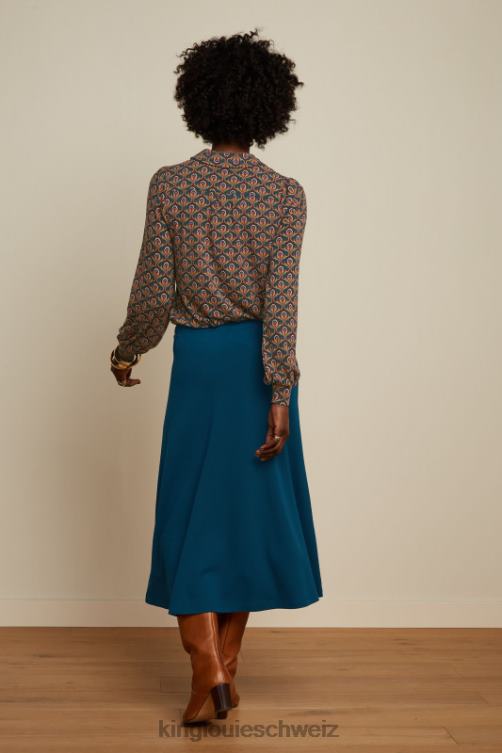 Frauen Juno-Rock aus Milano-Krepp King Louie Teichblau Bekleidung LP84R164