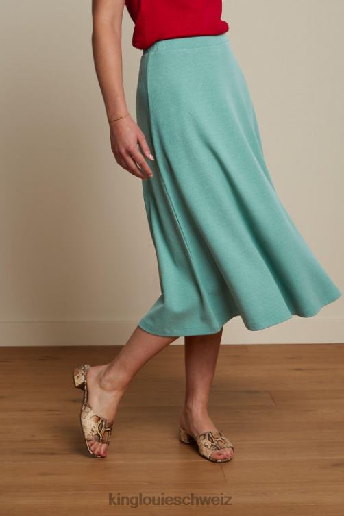 Frauen Juno-Rock aus Milano-Krepp King Louie staubiges Türkis Bekleidung LP84R162