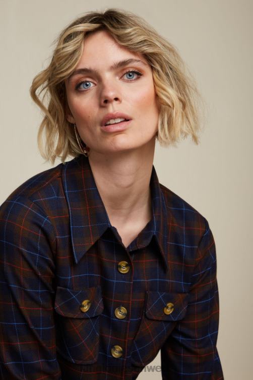 Frauen Janice Jacke Pandora Check King Louie Blau Bekleidung LP84R179