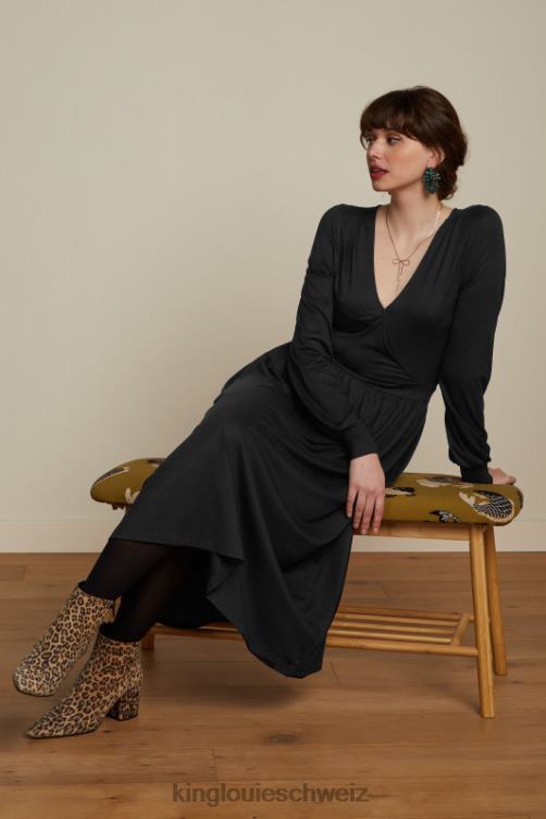 Frauen Loretta-Kleid ecovero klassisch King Louie Schwarz Bekleidung LP84R2