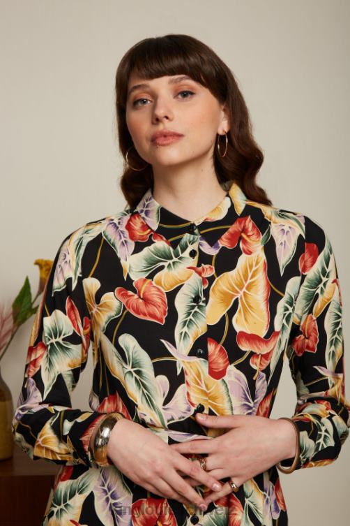 Frauen Olivgrünes Midikleid Marmora King Louie Schwarz Bekleidung LP84R29