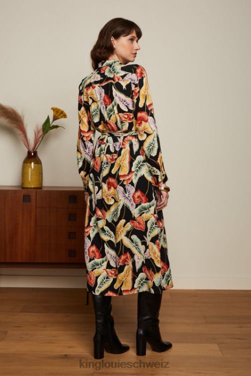 Frauen Olivgrünes Midikleid Marmora King Louie Schwarz Bekleidung LP84R29