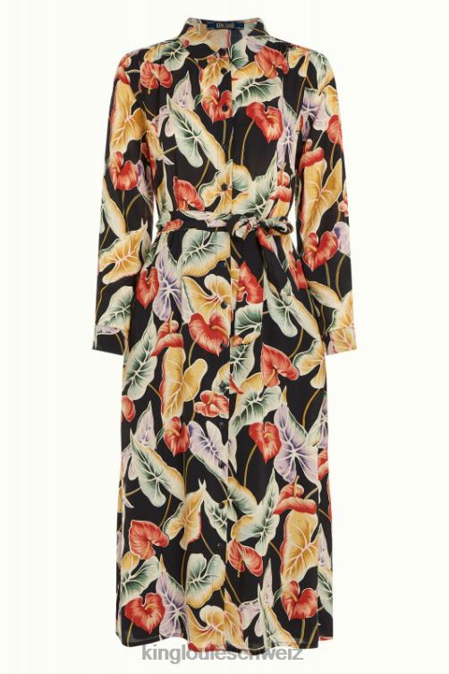 Frauen Olivgrünes Midikleid Marmora King Louie Schwarz Bekleidung LP84R29