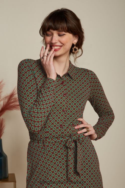 Frauen Sheeva-Kleid staubig King Louie Cabernet-Rot Bekleidung LP84R22