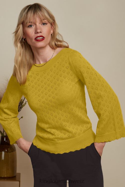 Frauen Audrey Trompetenärmel Herz ajour King Louie Currygelb Bekleidung LP84R81