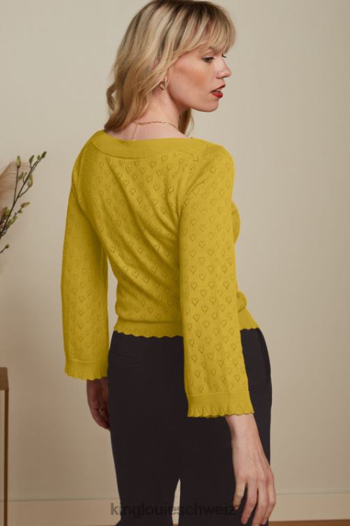 Frauen Audrey Trompetenärmel Herz ajour King Louie Currygelb Bekleidung LP84R81