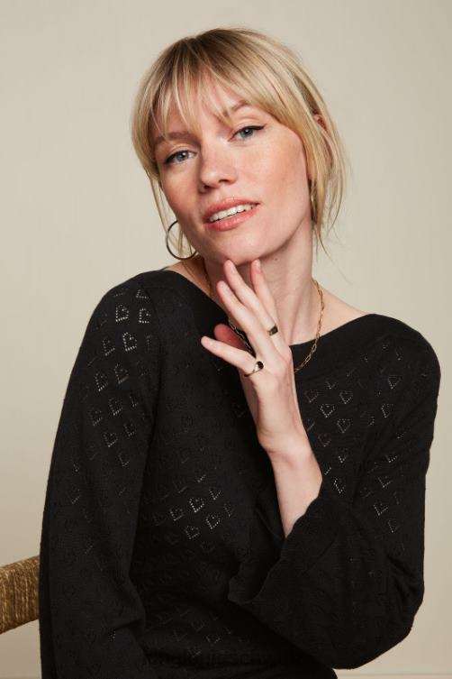 Frauen Audrey Trompetenärmel Herz ajour King Louie Schwarz Bekleidung LP84R82