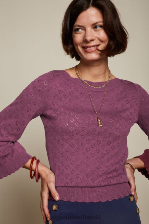 Frauen Audrey Trompetenärmel Herz ajour King Louie kastanienbraunes Rot Bekleidung LP84R85