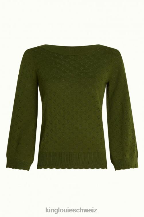 Frauen Audrey Trompetenärmel Herz ajour King Louie olivgrün Bekleidung LP84R83