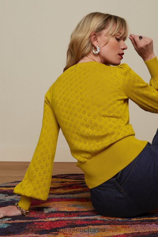 Frauen Bella Glockenärmel-Top mit Herz-Ajour-Motiv King Louie Currygelb Bekleidung LP84R86