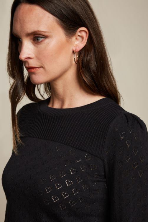 Frauen Bella Glockenärmel-Top mit Herz-Ajour-Motiv King Louie Schwarz Bekleidung LP84R87