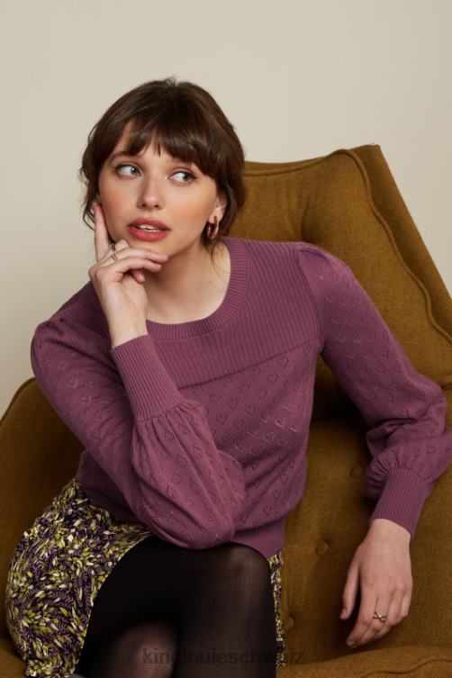 Frauen Bella Glockenärmel-Top mit Herz-Ajour-Motiv King Louie kastanienbraunes Rot Bekleidung LP84R89