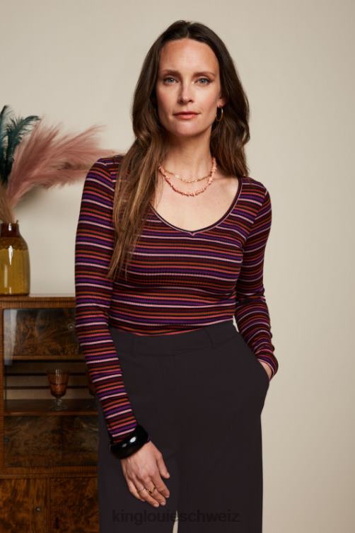 Frauen Carice V Top Rolla Stripe King Louie Mesa-Rosa Bekleidung LP84R54