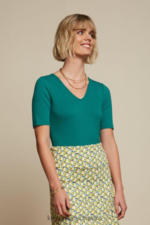 Frauen Carice V Top Uni Rib King Louie Ponderosagrün Bekleidung LP84R99