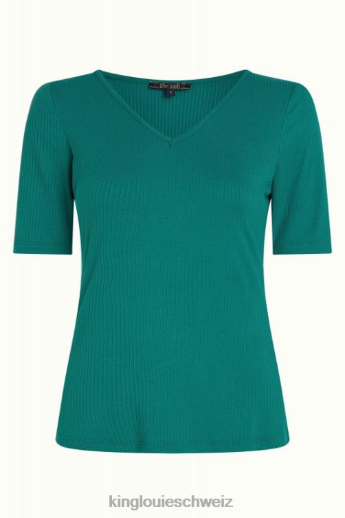 Frauen Carice V Top Uni Rib King Louie Ponderosagrün Bekleidung LP84R99
