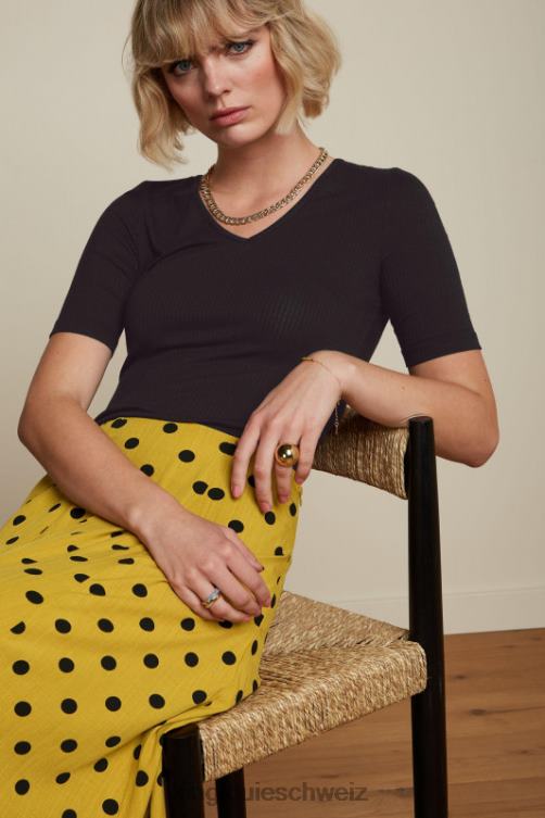 Frauen Carice V Top Uni Rib King Louie Schwarz Bekleidung LP84R98