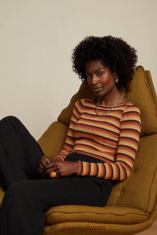 Frauen Lily Top Vanna Stripe King Louie Mango-Orange Bekleidung LP84R44