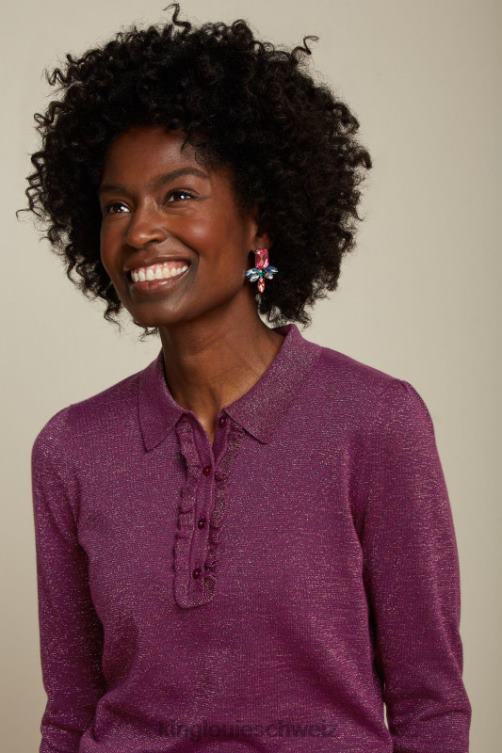 Frauen Polo-Rüschenoberteil in Lapislazuli King Louie Kaspia lila Bekleidung LP84R66