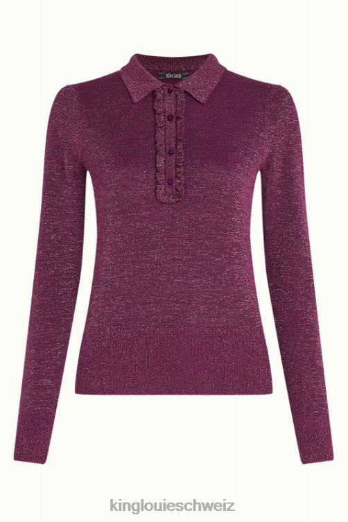Frauen Polo-Rüschenoberteil in Lapislazuli King Louie Kaspia lila Bekleidung LP84R66