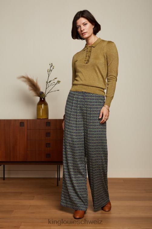 Frauen Polo-Rüschenoberteil in Lapislazuli King Louie goldbraun Bekleidung LP84R65