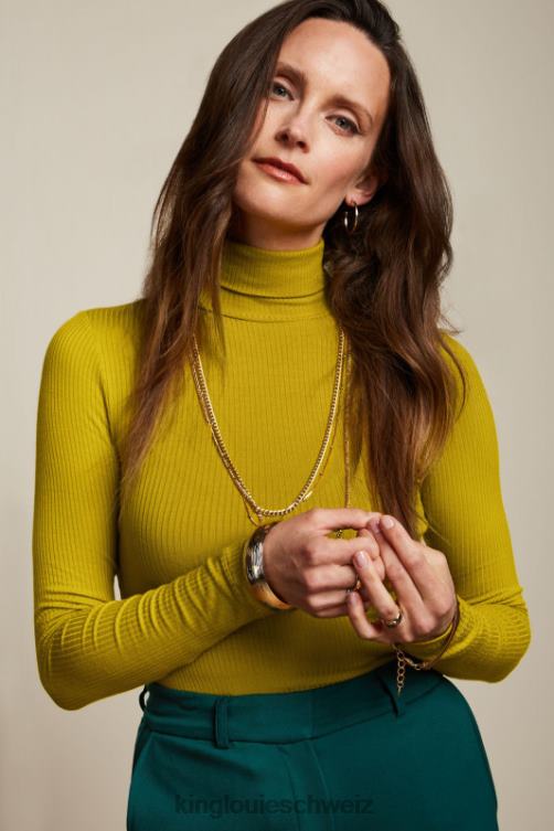 Frauen Rollkragenoberteil, Uni-Ripp King Louie Currygelb Bekleidung LP84R46