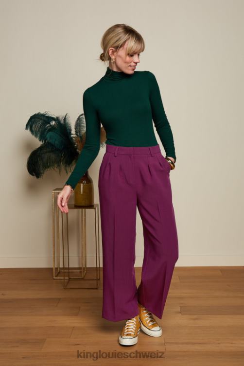 Frauen Rollkragenoberteil, Uni-Ripp King Louie Kieferngrün Bekleidung LP84R47