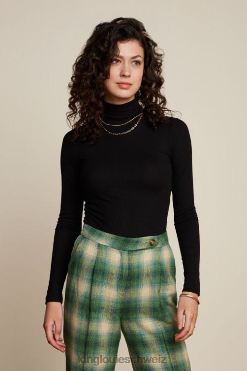 Frauen Rollkragenoberteil, Uni-Ripp King Louie Schwarz Bekleidung LP84R103