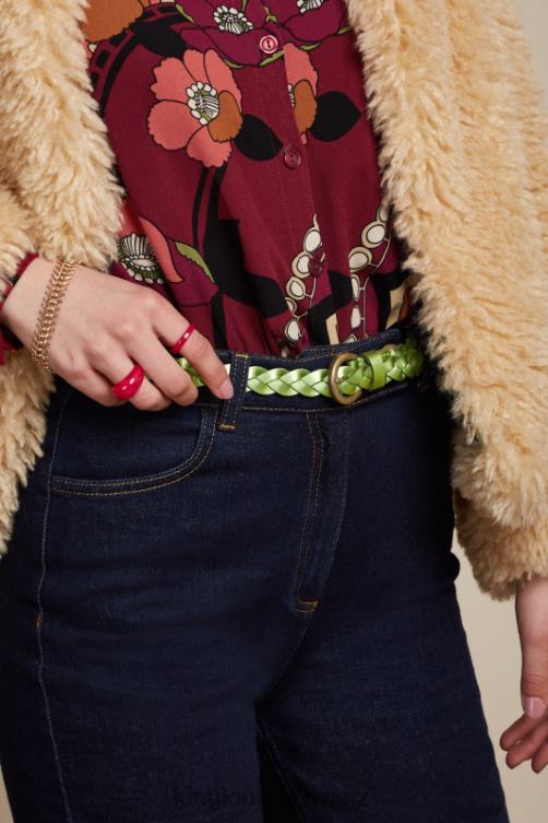 Frauen glänzender geflochtener Gürtel King Louie Waldrebengrün Zubehörteil LP84R187